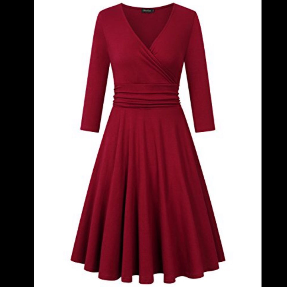 NWT Glory Star Long Sleeve Burgundy Dress